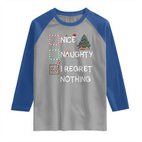 Funny Nice Naughty And I Regret Nothing Christmas List Raglan Shirt Christmas Tree Candy Cane - Wonder Print Shop