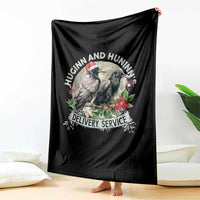 Christmas Viking Throw Blanket Huginn And Hunninn's Delivery Service Raven - Wonder Print Shop