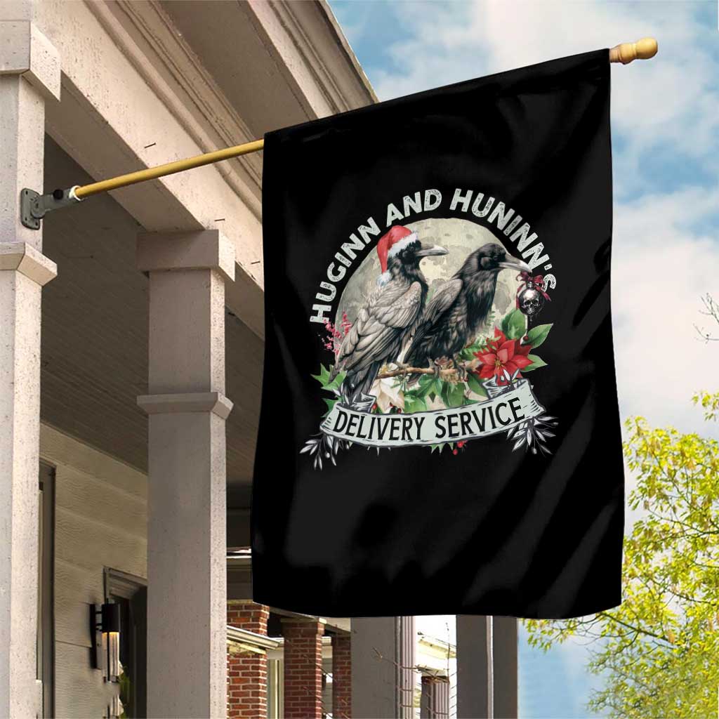 Christmas Viking Garden Flag Huginn And Hunninn's Delivery Service Raven - Wonder Print Shop