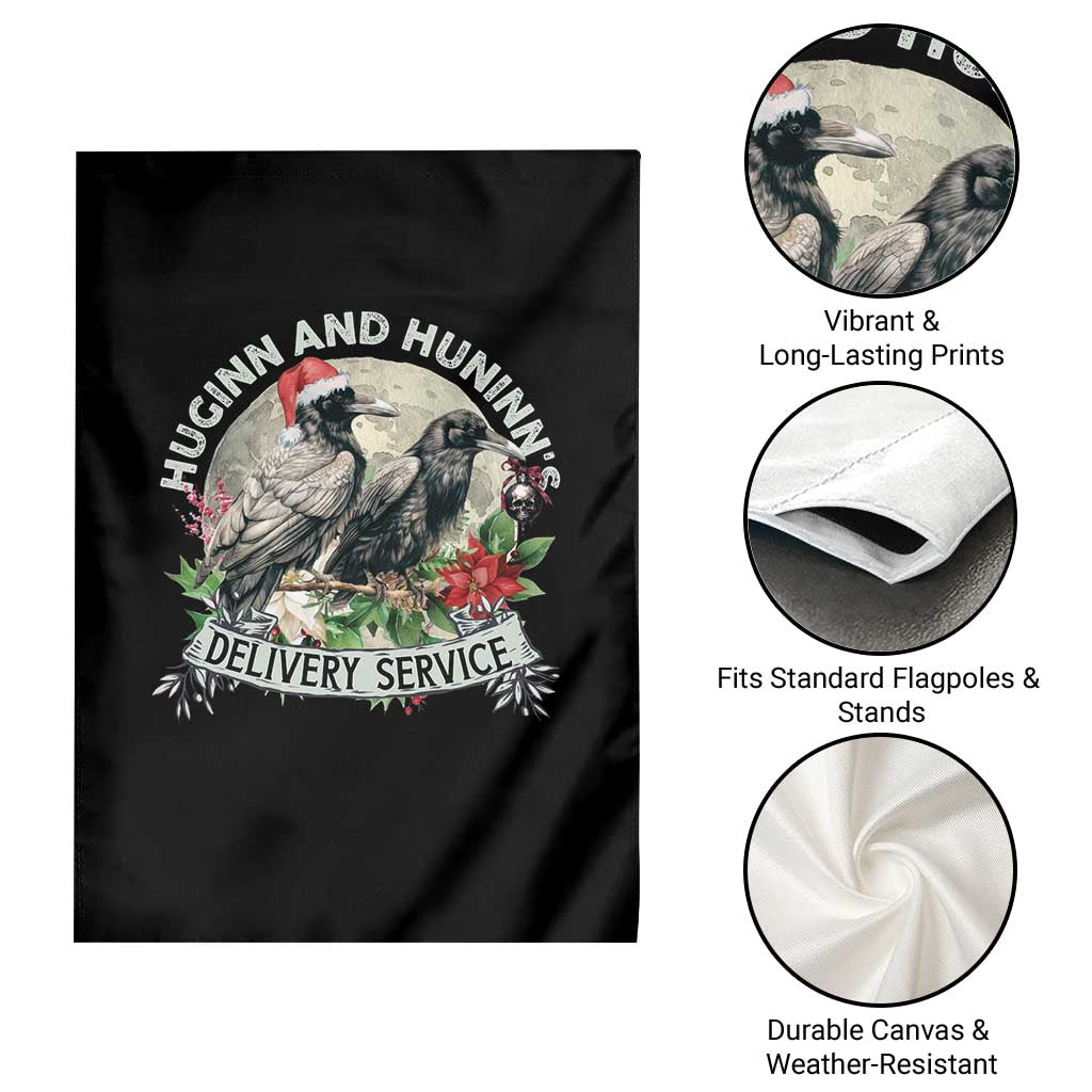 Christmas Viking Garden Flag Huginn And Hunninn's Delivery Service Raven - Wonder Print Shop