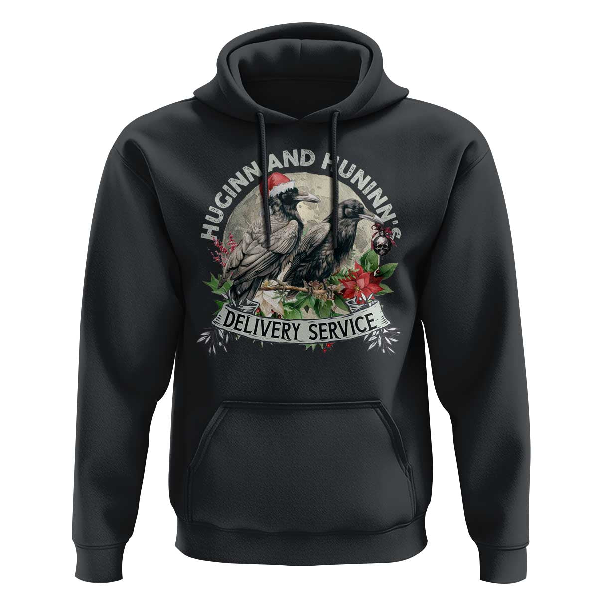 Christmas Viking Hoodie Huginn And Hunninn's Delivery Service Raven