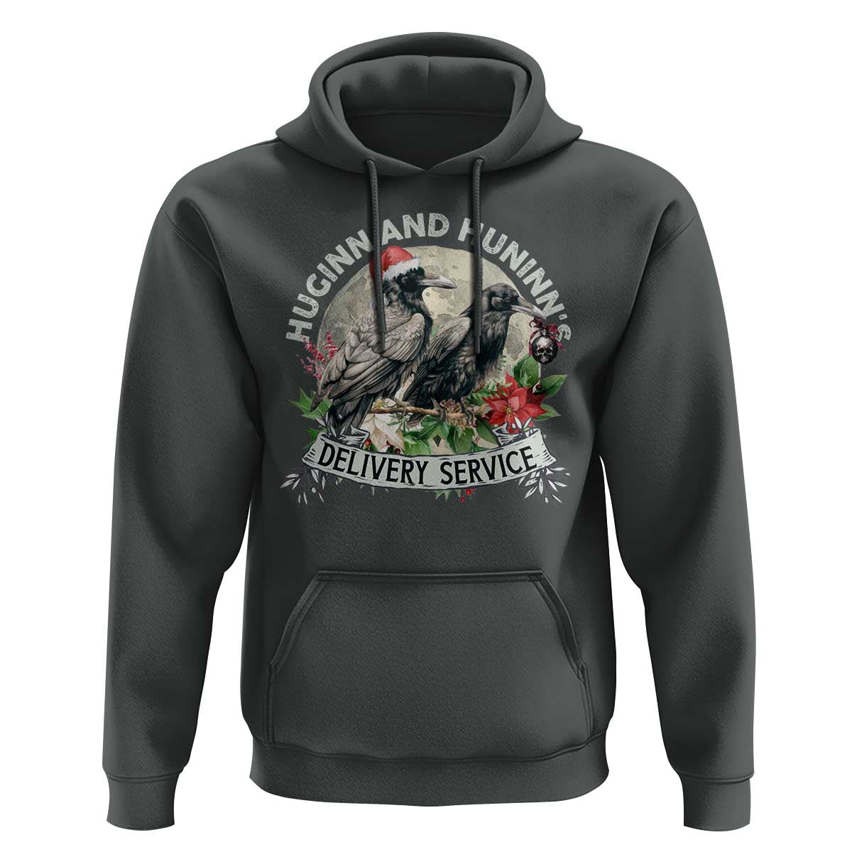 Christmas Viking Hoodie Huginn And Hunninn's Delivery Service Raven