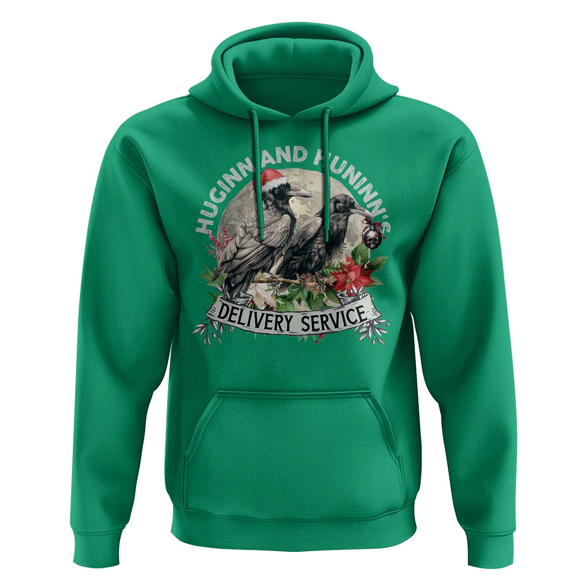 Christmas Viking Hoodie Huginn And Hunninn's Delivery Service Raven