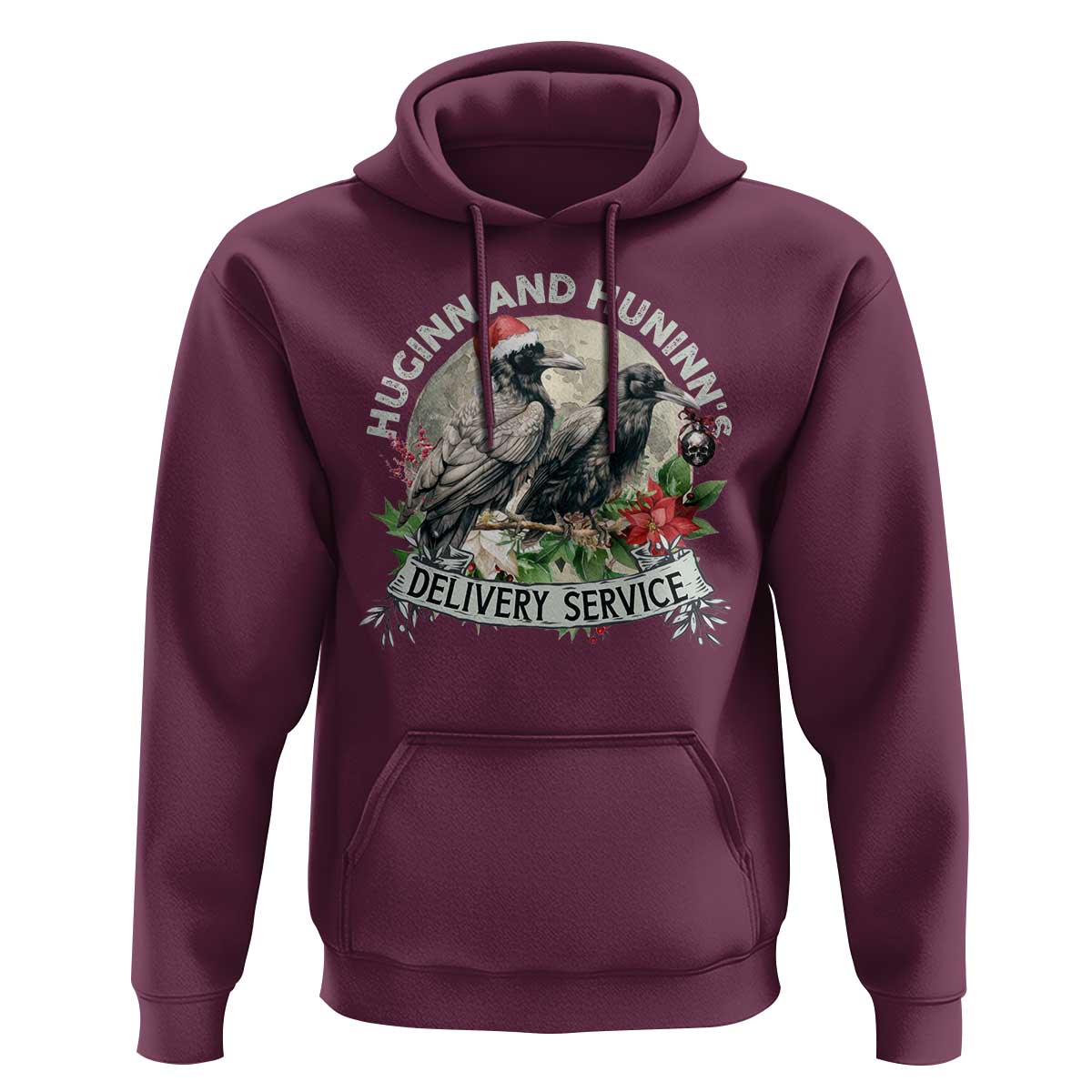 Christmas Viking Hoodie Huginn And Hunninn's Delivery Service Raven