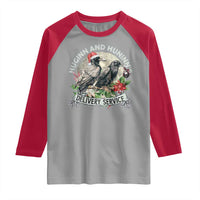 Christmas Viking Raglan Shirt Huginn And Hunninn's Delivery Service Raven - Wonder Print Shop