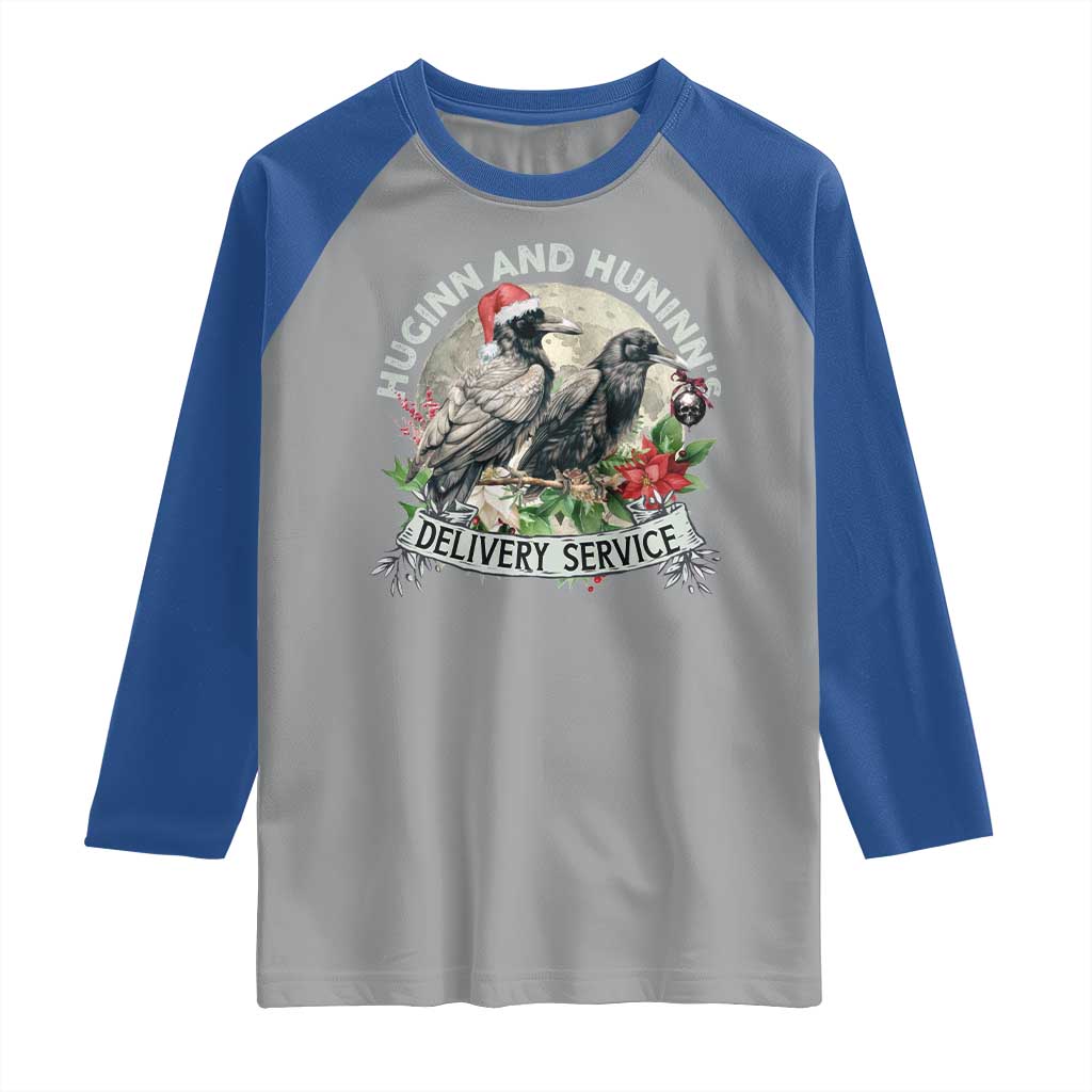 Christmas Viking Raglan Shirt Huginn And Hunninn's Delivery Service Raven - Wonder Print Shop