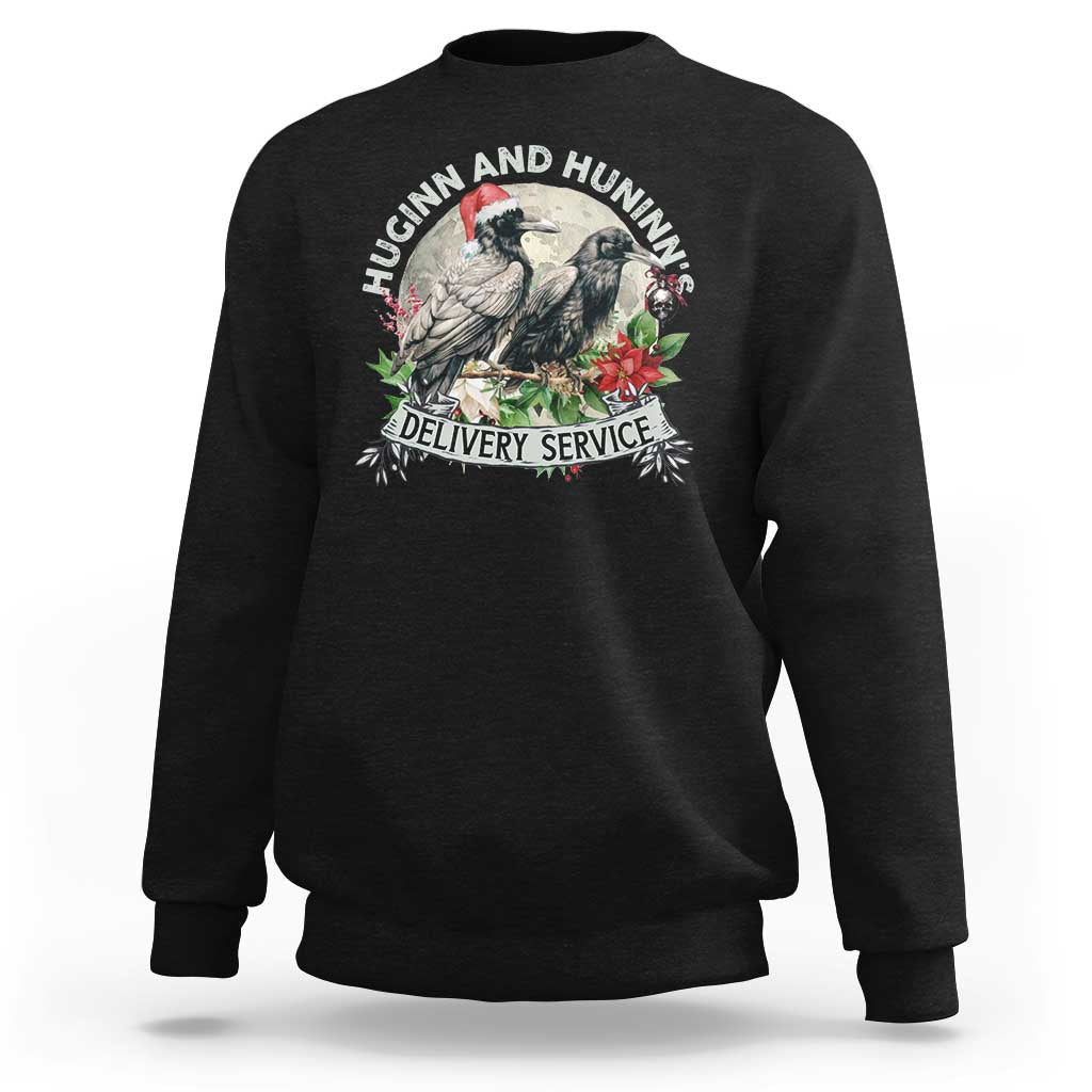 Christmas Viking Sweatshirt Huginn And Hunninn's Delivery Service Raven - Wonder Print Shop