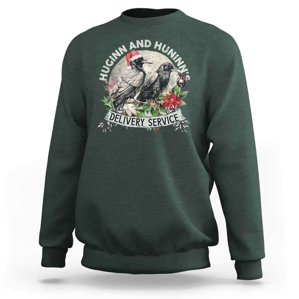 Christmas Viking Sweatshirt Huginn And Hunninn's Delivery Service Raven - Wonder Print Shop