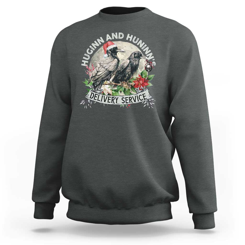 Christmas Viking Sweatshirt Huginn And Hunninn's Delivery Service Raven - Wonder Print Shop
