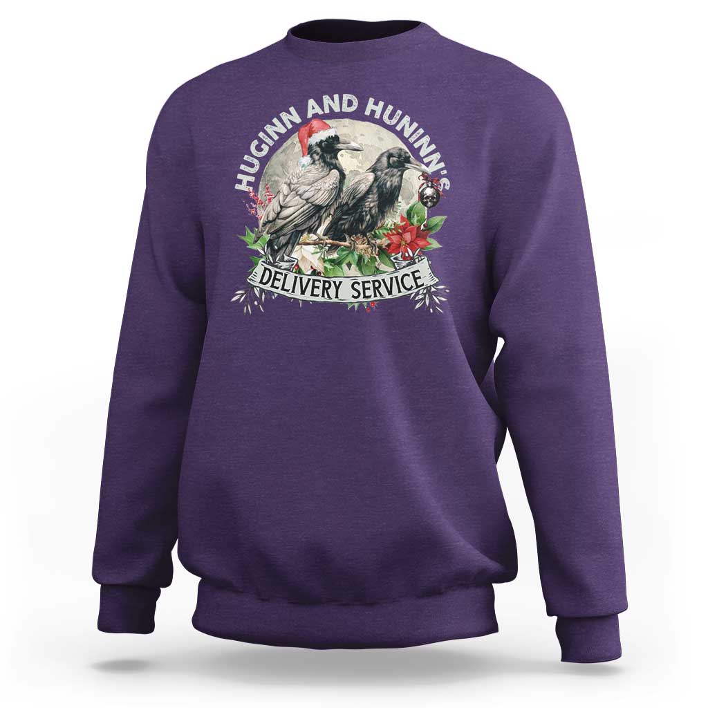 Christmas Viking Sweatshirt Huginn And Hunninn's Delivery Service Raven - Wonder Print Shop