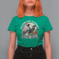 Christmas Viking T Shirt For Women Huginn And Hunninn's Delivery Service Raven - Wonder Print Shop