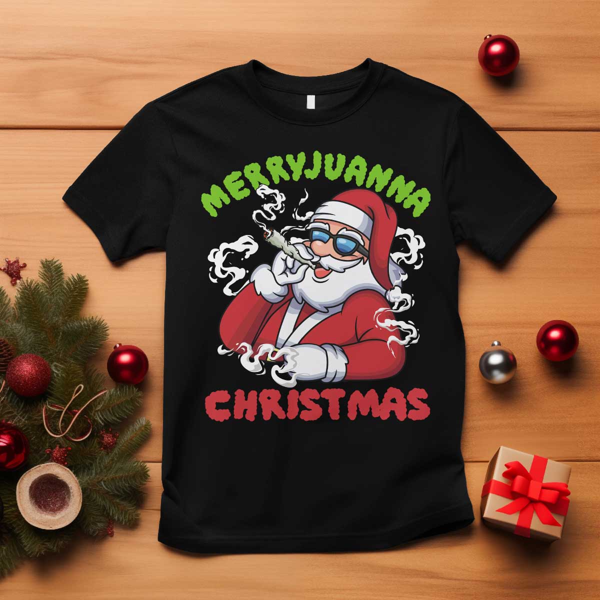 Funny Christmas Weed T Shirt Merryjuanna Christmas Santa Xmas - Wonder Print Shop