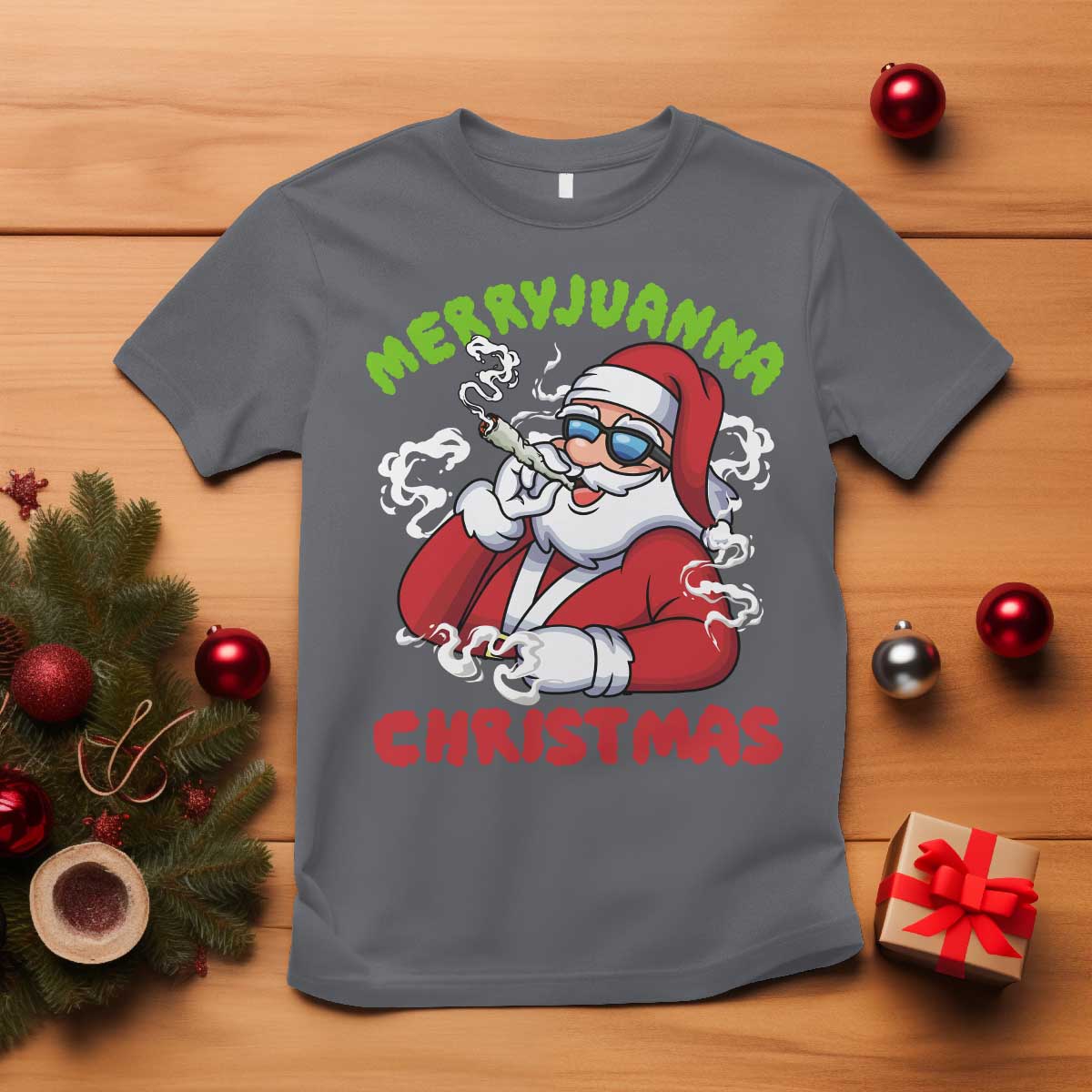 Funny Christmas Weed T Shirt Merryjuanna Christmas Santa Xmas - Wonder Print Shop