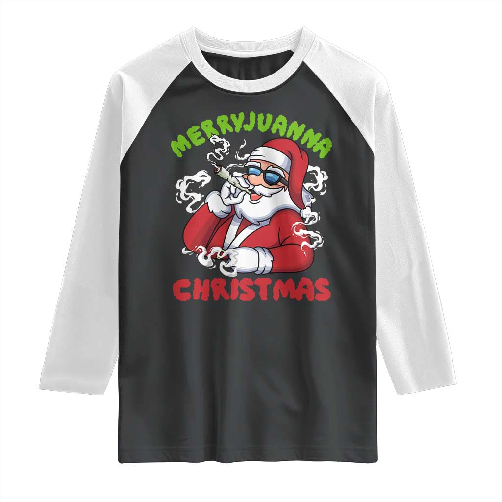 Funny Christmas Weed Raglan Shirt Merryjuanna Christmas Santa Xmas - Wonder Print Shop