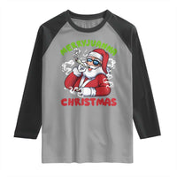 Funny Christmas Weed Raglan Shirt Merryjuanna Christmas Santa Xmas - Wonder Print Shop