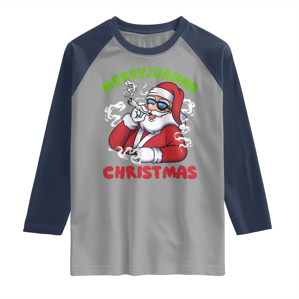 Funny Christmas Weed Raglan Shirt Merryjuanna Christmas Santa Xmas - Wonder Print Shop