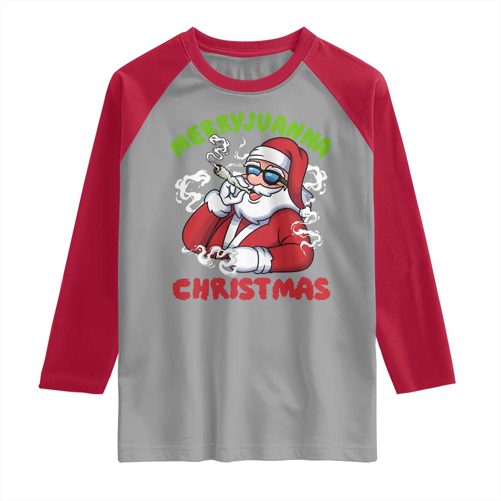Funny Christmas Weed Raglan Shirt Merryjuanna Christmas Santa Xmas - Wonder Print Shop