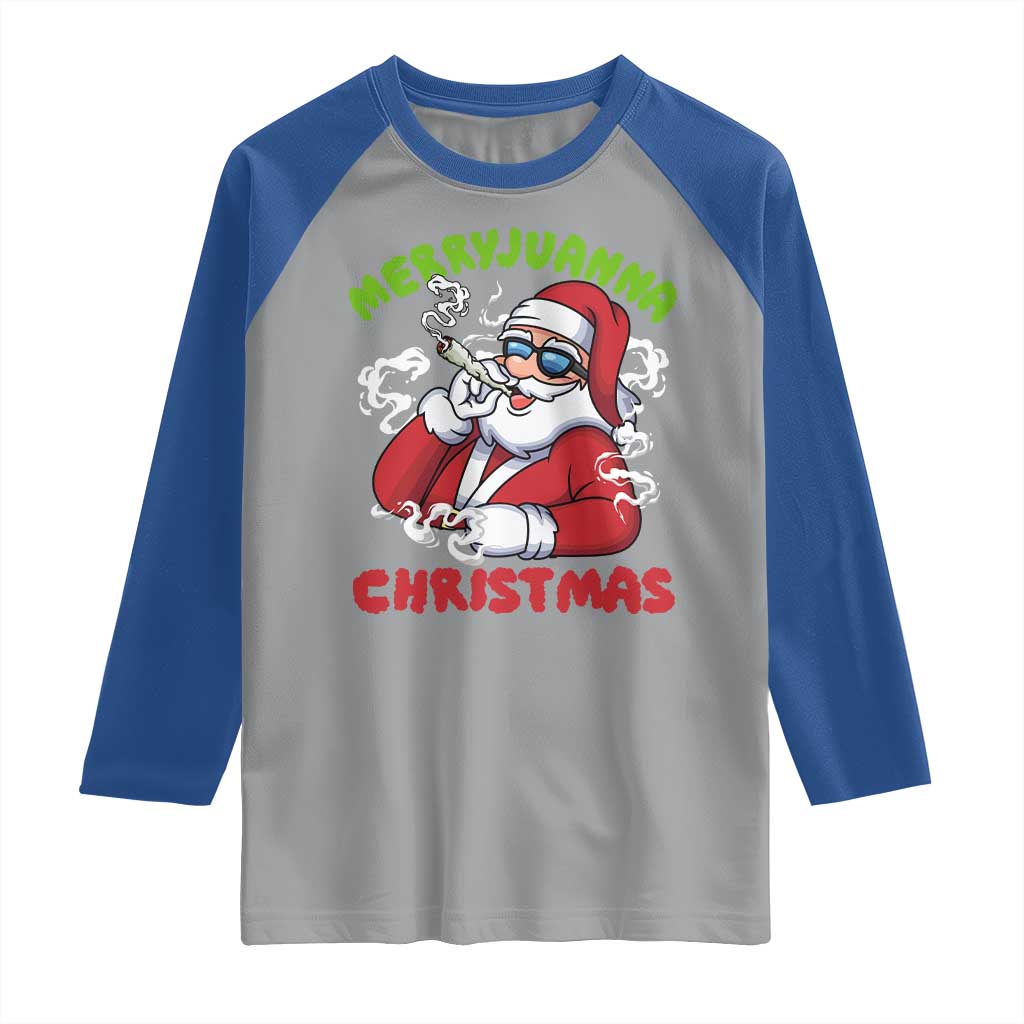 Funny Christmas Weed Raglan Shirt Merryjuanna Christmas Santa Xmas - Wonder Print Shop