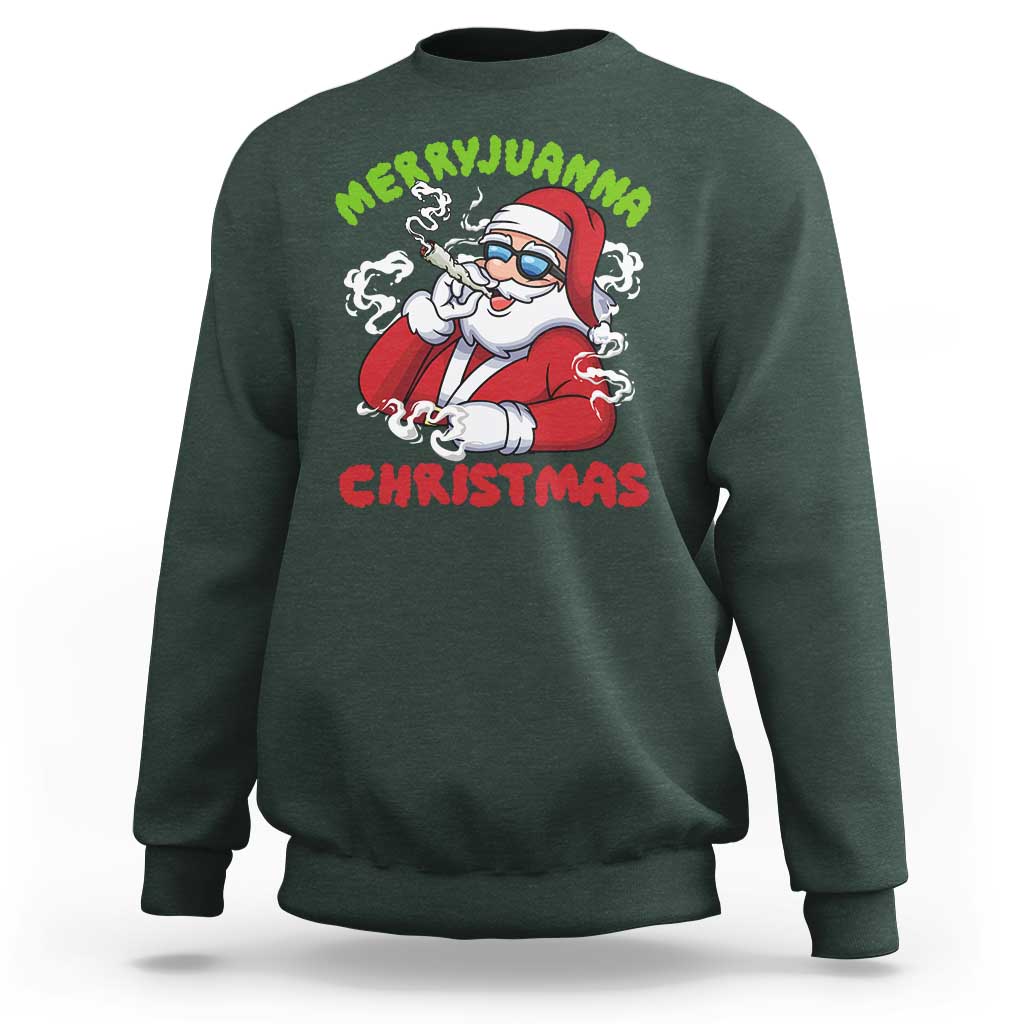 Funny Christmas Weed Sweatshirt Merryjuanna Christmas Santa Xmas - Wonder Print Shop