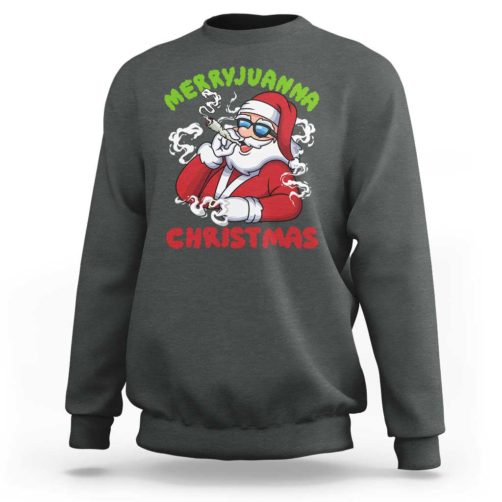 Funny Christmas Weed Sweatshirt Merryjuanna Christmas Santa Xmas - Wonder Print Shop
