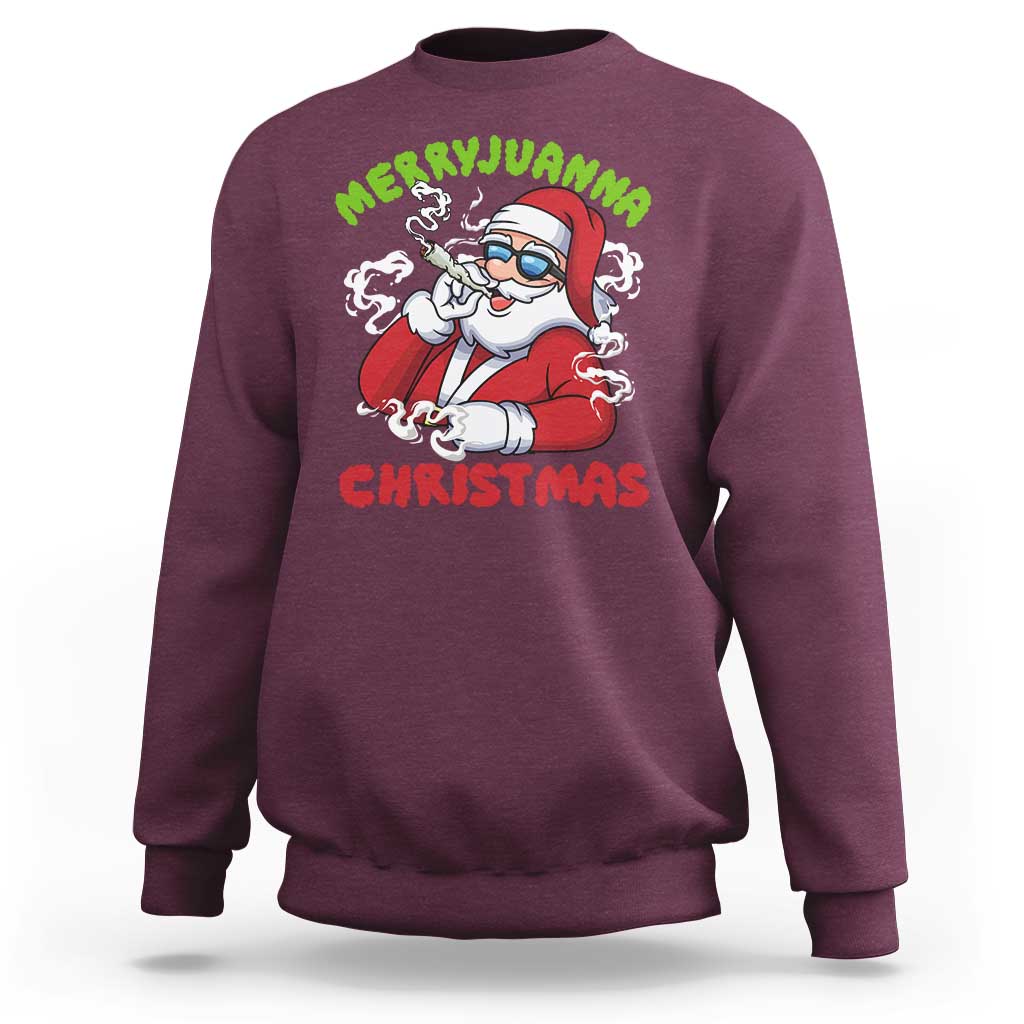 Funny Christmas Weed Sweatshirt Merryjuanna Christmas Santa Xmas - Wonder Print Shop