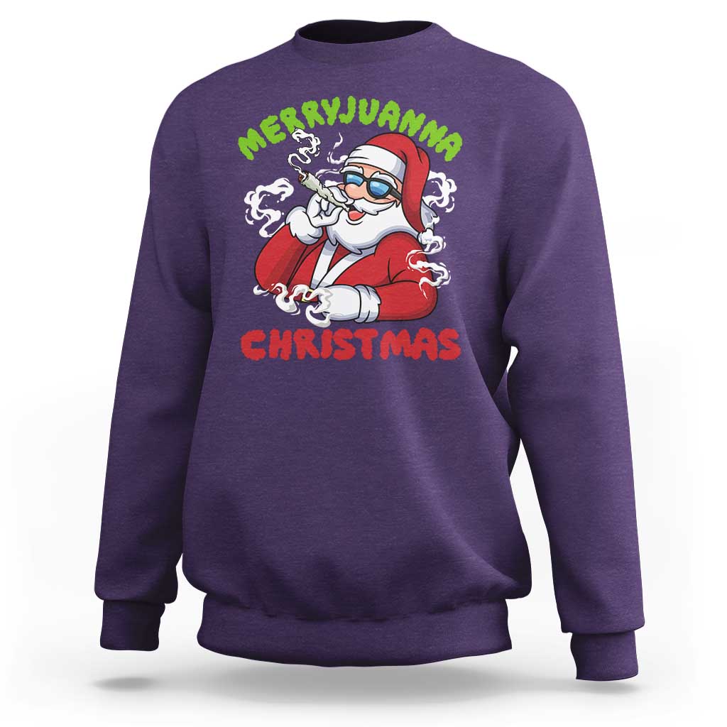 Funny Christmas Weed Sweatshirt Merryjuanna Christmas Santa Xmas - Wonder Print Shop