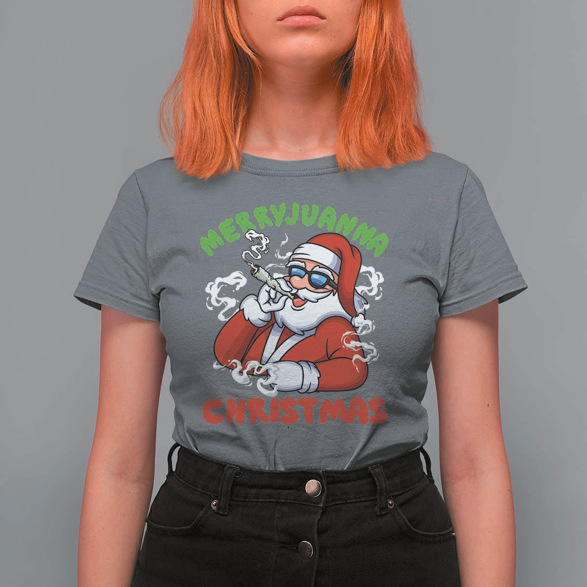 Funny Christmas Weed T Shirt For Women Merryjuanna Christmas Santa Xmas - Wonder Print Shop