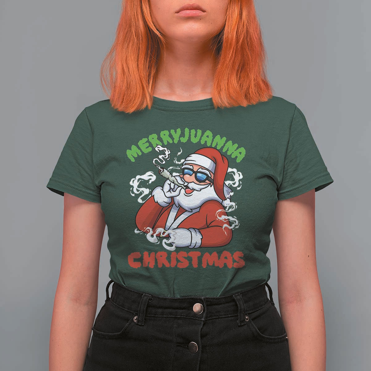 Funny Christmas Weed T Shirt For Women Merryjuanna Christmas Santa Xmas - Wonder Print Shop