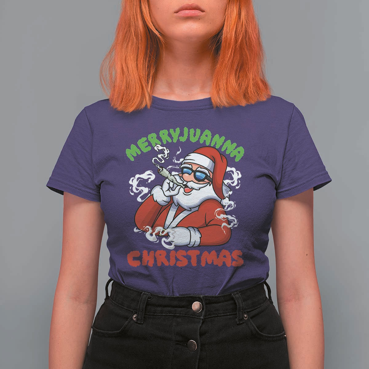 Funny Christmas Weed T Shirt For Women Merryjuanna Christmas Santa Xmas - Wonder Print Shop