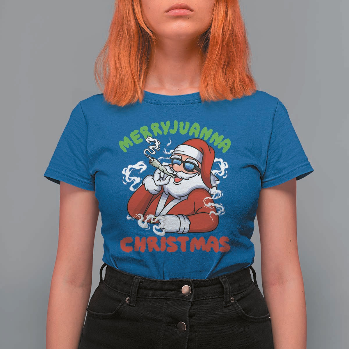Funny Christmas Weed T Shirt For Women Merryjuanna Christmas Santa Xmas - Wonder Print Shop