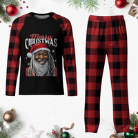 Merry Xmas Dreadlocks Black Santa Plaid Pajama Set - Wonder Print Shop