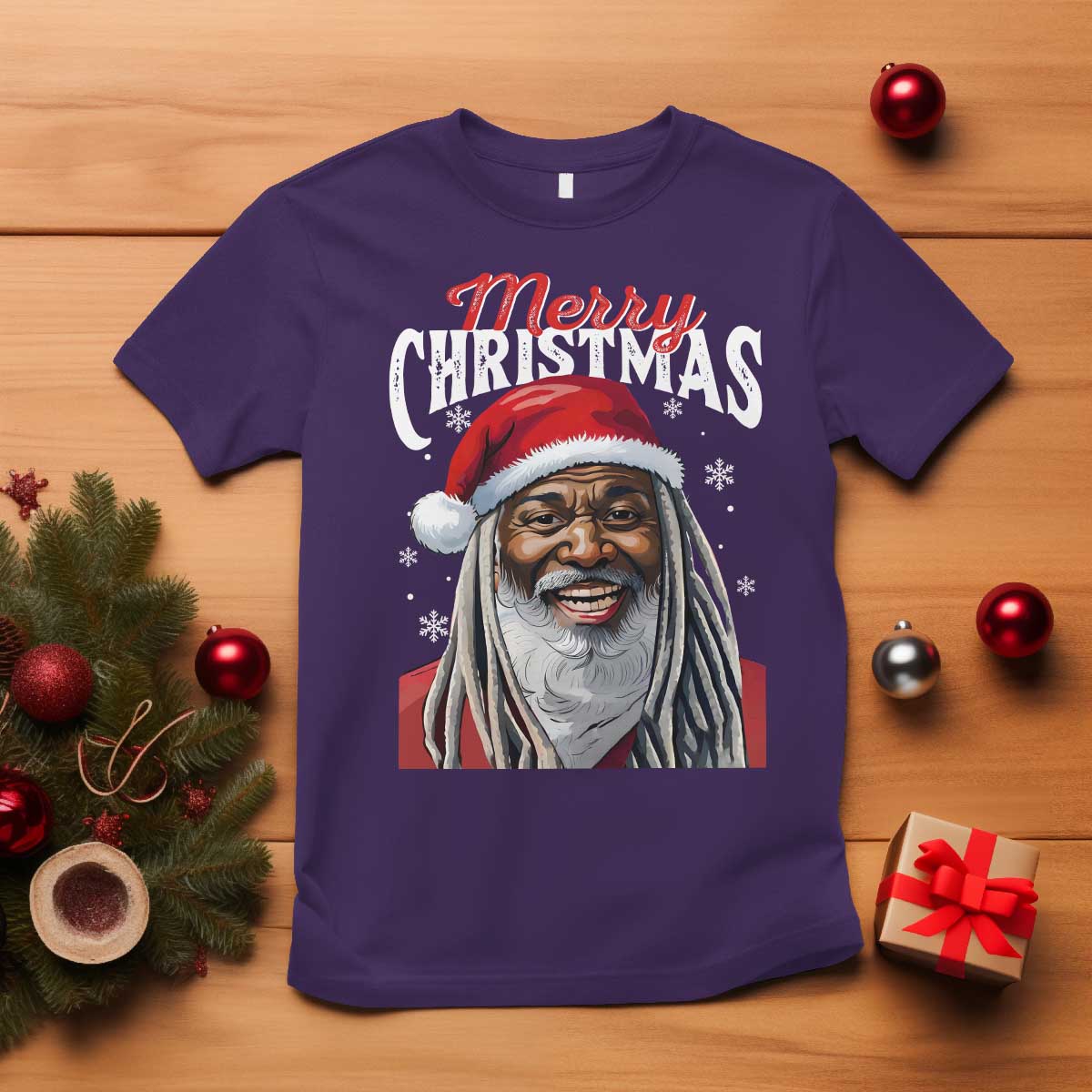 Merry Christmas Dreadlocks Black Santa T Shirt - Wonder Print Shop