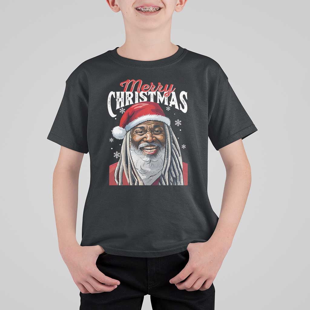 Merry Christmas Dreadlocks Black Santa T Shirt For Kid - Wonder Print Shop