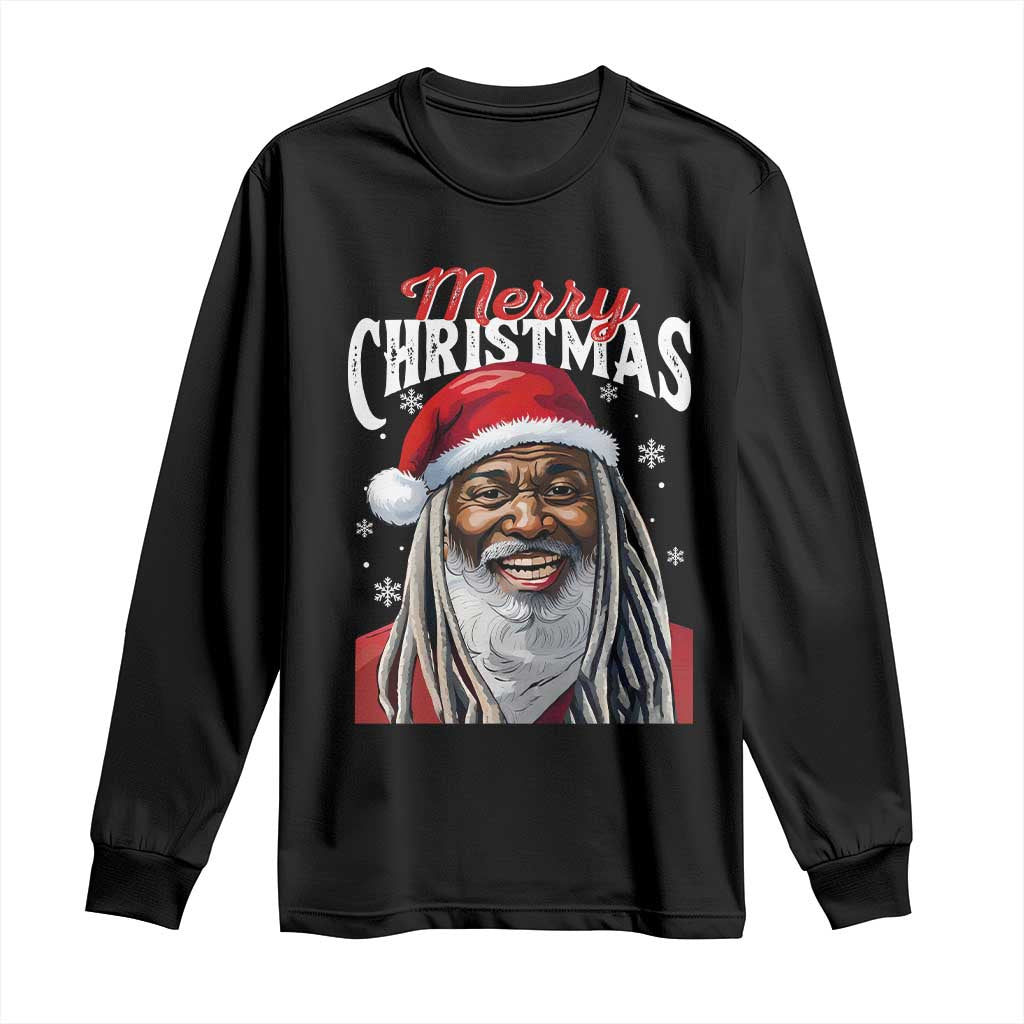 Merry Christmas Dreadlocks Black Santa Long Sleeve Shirt