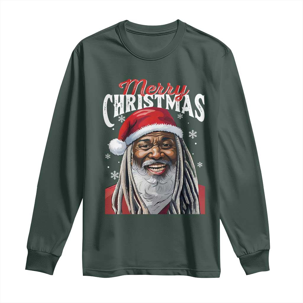 Merry Christmas Dreadlocks Black Santa Long Sleeve Shirt