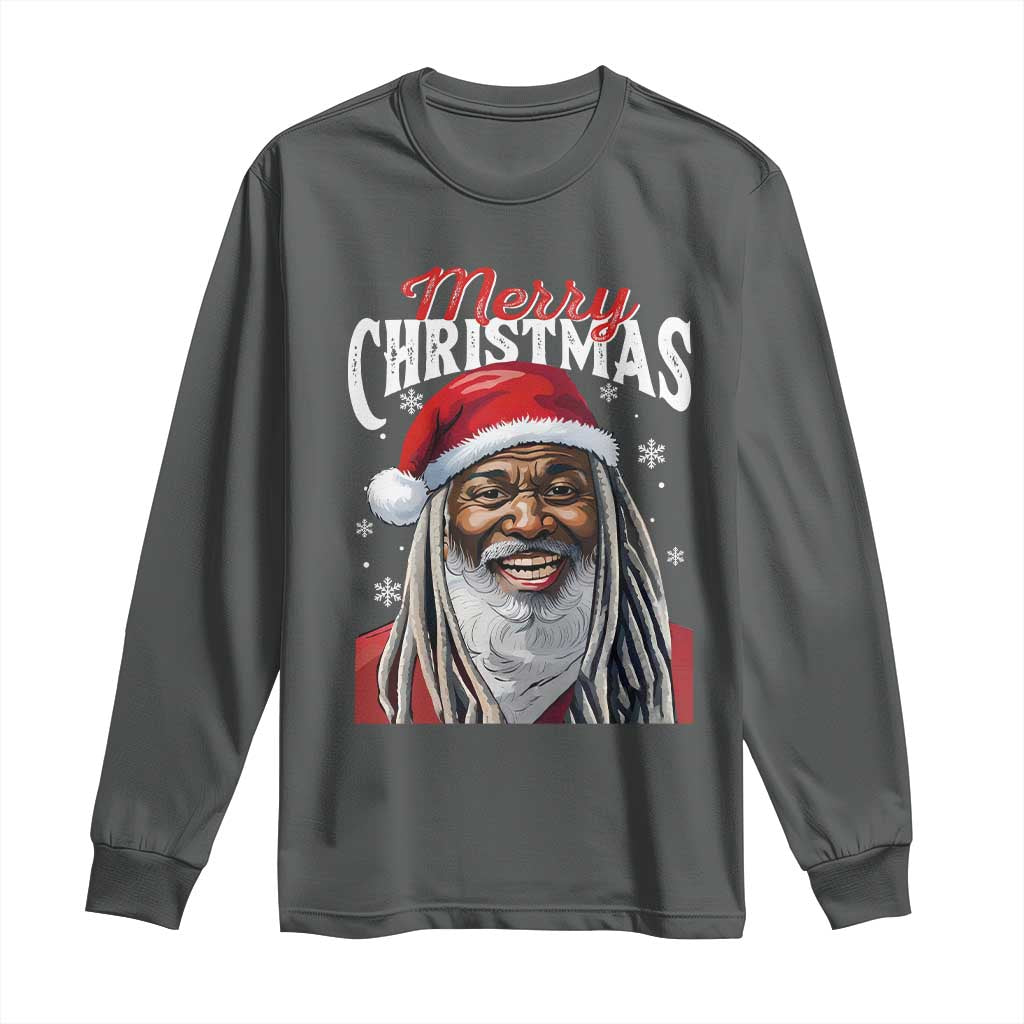 Merry Christmas Dreadlocks Black Santa Long Sleeve Shirt