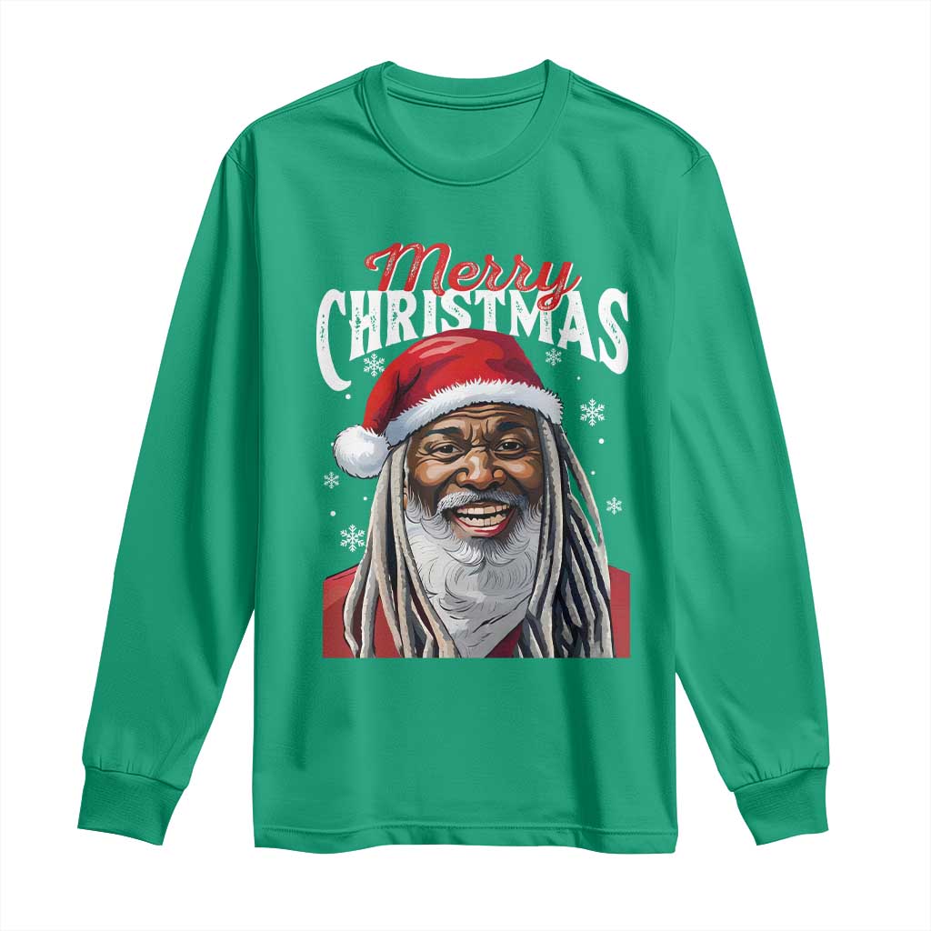 Merry Christmas Dreadlocks Black Santa Long Sleeve Shirt