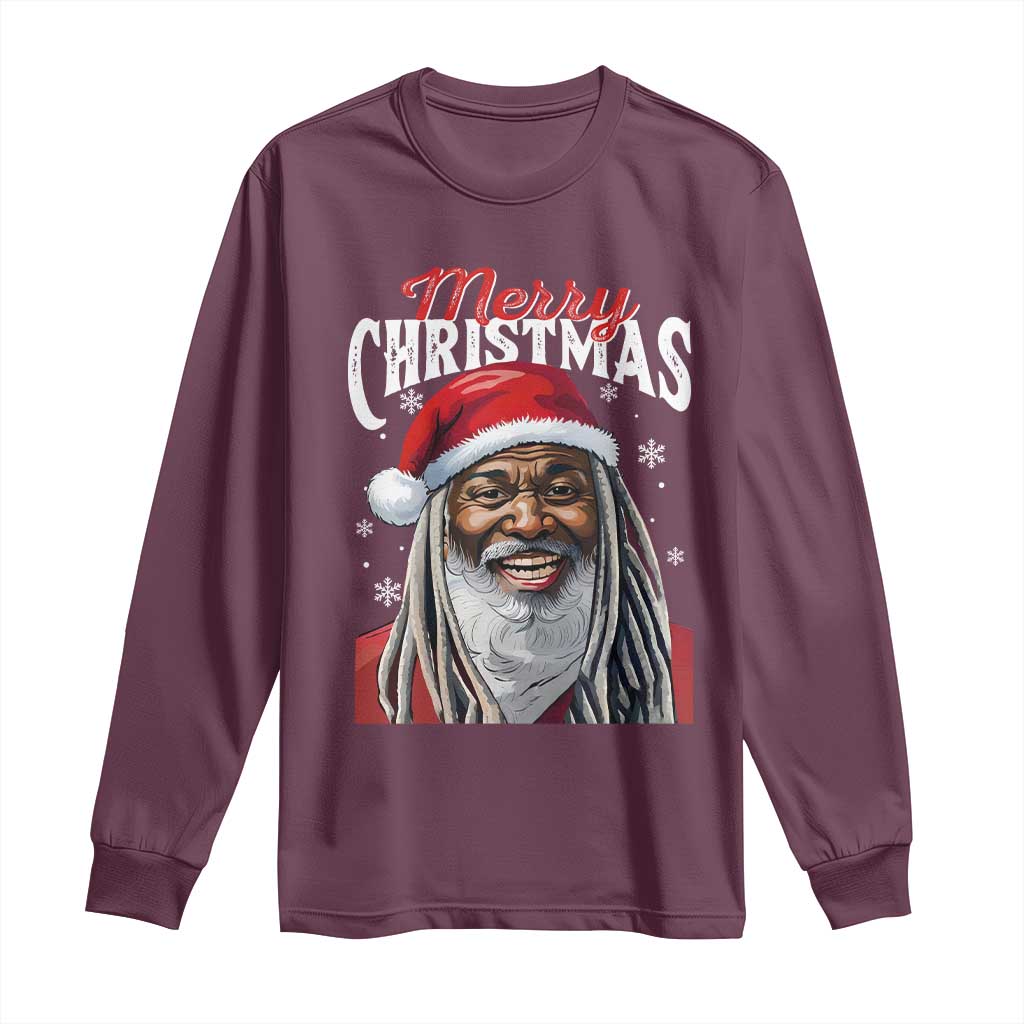 Merry Christmas Dreadlocks Black Santa Long Sleeve Shirt