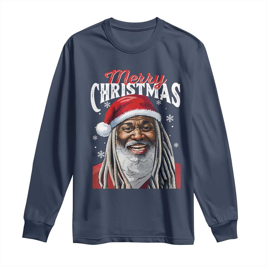 Merry Christmas Dreadlocks Black Santa Long Sleeve Shirt