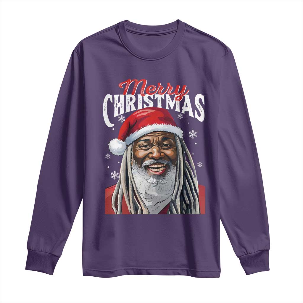Merry Christmas Dreadlocks Black Santa Long Sleeve Shirt