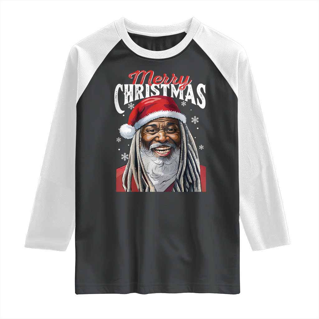 Merry Christmas Dreadlocks Black Santa Raglan Shirt - Wonder Print Shop