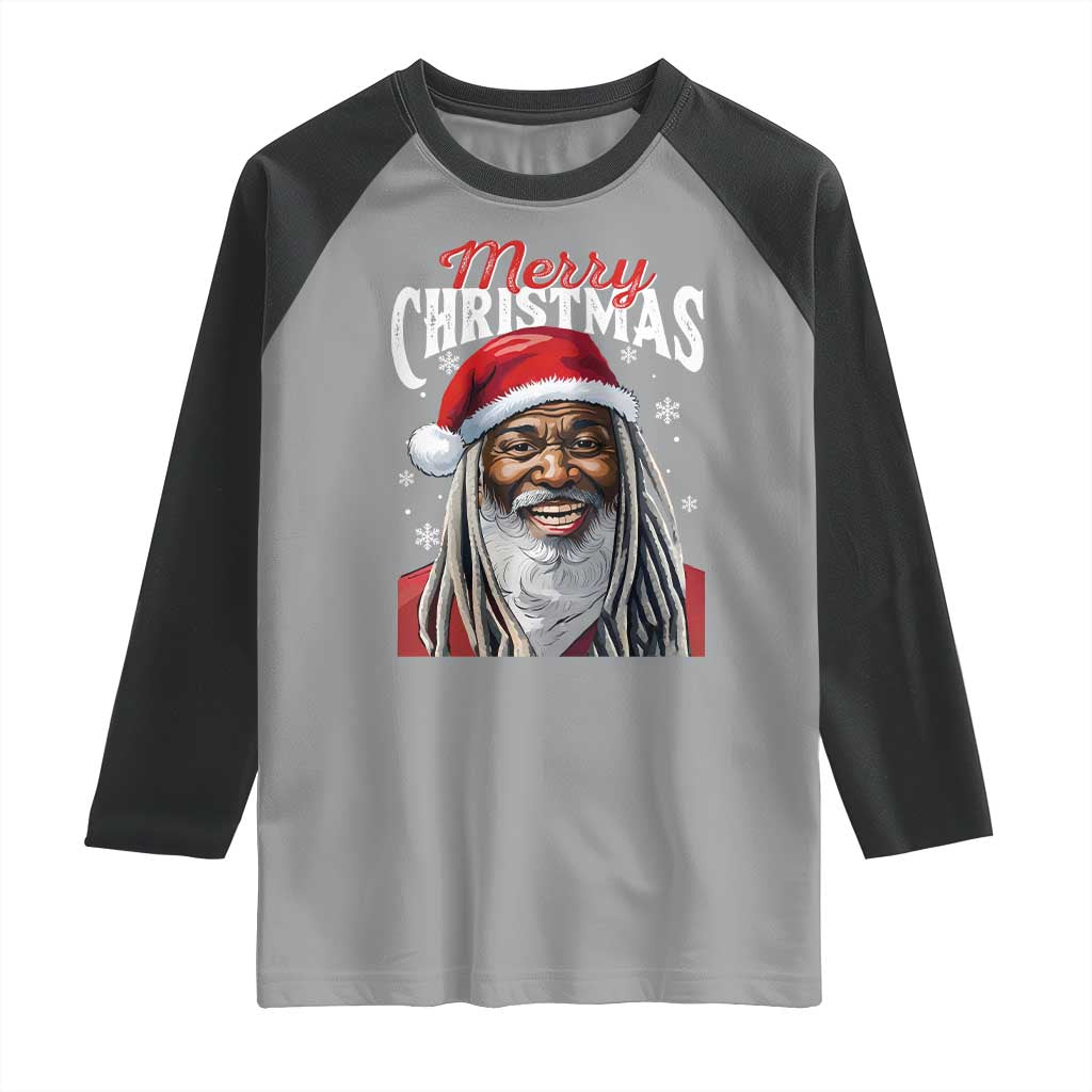Merry Christmas Dreadlocks Black Santa Raglan Shirt - Wonder Print Shop