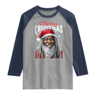 Merry Christmas Dreadlocks Black Santa Raglan Shirt - Wonder Print Shop