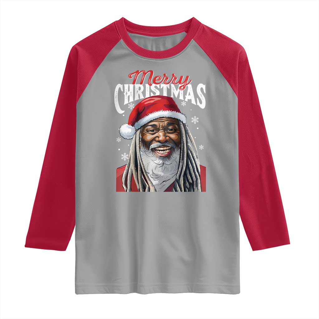 Merry Christmas Dreadlocks Black Santa Raglan Shirt - Wonder Print Shop