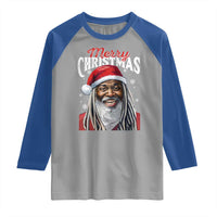 Merry Christmas Dreadlocks Black Santa Raglan Shirt - Wonder Print Shop