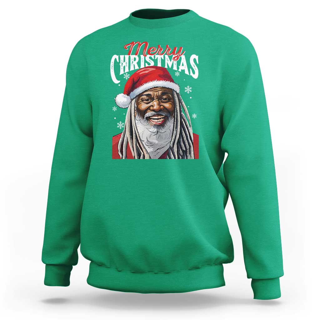 Merry Christmas Dreadlocks Black Santa Sweatshirt - Wonder Print Shop