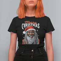 Merry Christmas Dreadlocks Black Santa T Shirt For Women - Wonder Print Shop