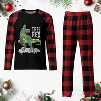 Funny Xmas Dinosaur Plaid Pajama Set Tree Rex Dinosaur Xmas Tree - Wonder Print Shop