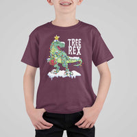 Funny Christmas T-Rex T Shirt For Kid Tree Rex Dinosaur Xmas Tree - Wonder Print Shop