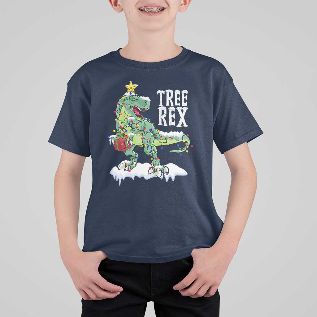 Funny Christmas T-Rex T Shirt For Kid Tree Rex Dinosaur Xmas Tree - Wonder Print Shop